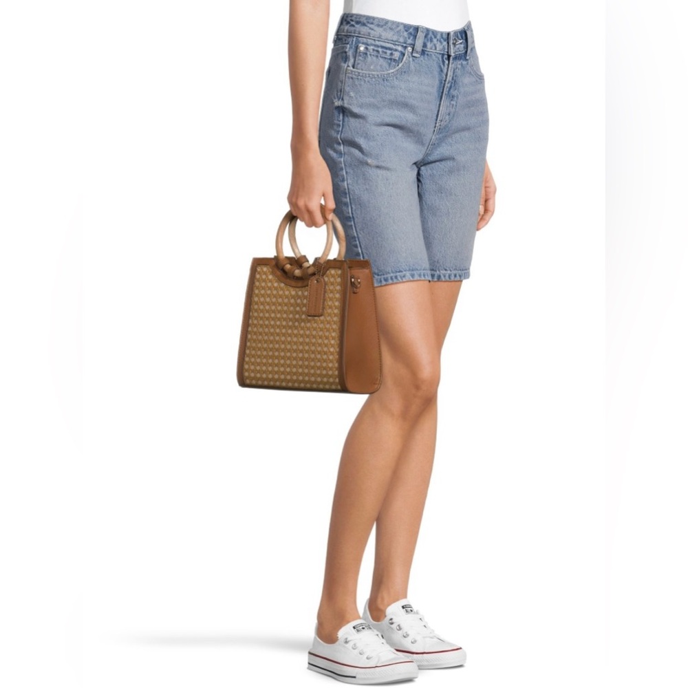 2/$32 Woven Bag with Wood Handles